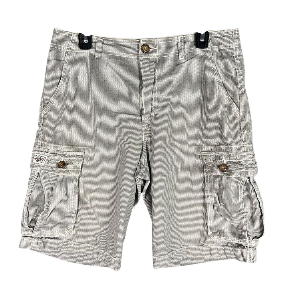 Old Navy Shorts 30 Mens Cargo Seersucker Pinstriped Distressed Worn Casual